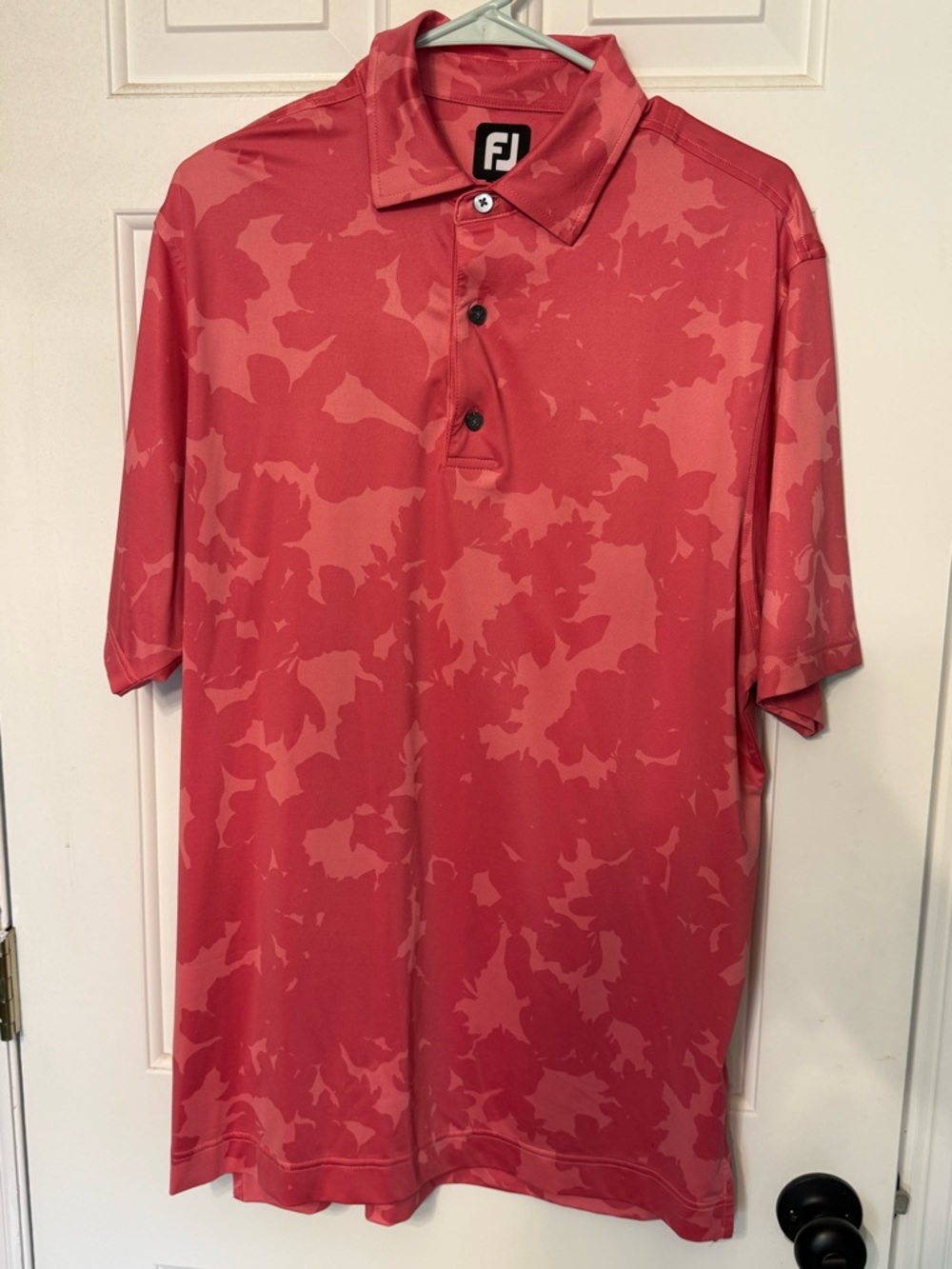 FootJoy Men’s Coral Red Abstract Golf Polo